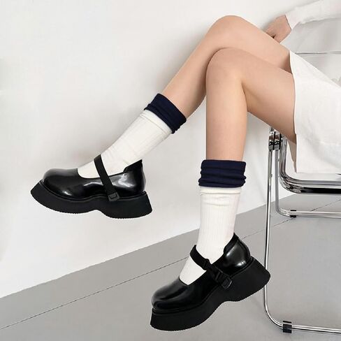 Benefeet Sox Womens Girls Cotton Slouch Socks Solid Color Long Crew Socks Novelty Knee High Casual Socks Athletic Calf Socks in Kuwait