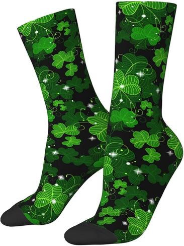 ASYG Funny Novelty Socks St. Patrick's Day Socks Cute Lucky Green Shamrock Socks Dress Socks in Saudi Arabia