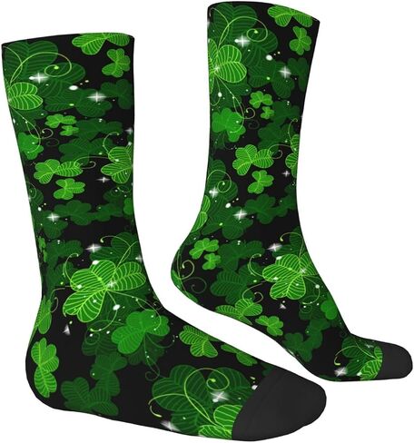 ASYG Funny Novelty Socks St. Patrick's Day Socks Cute Lucky Green Shamrock Socks Dress Socks in Saudi Arabia