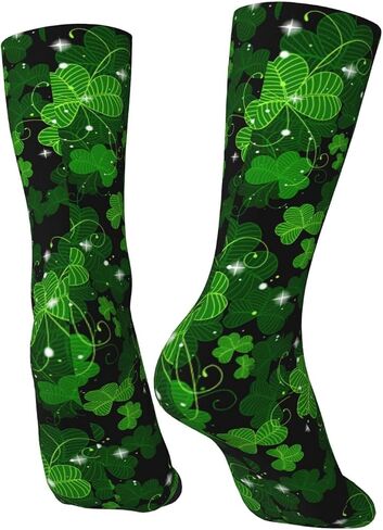 ASYG Funny Novelty Socks St. Patrick's Day Socks Cute Lucky Green Shamrock Socks Dress Socks in Saudi Arabia