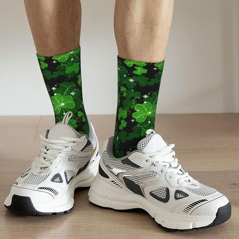 ASYG Funny Novelty Socks St. Patrick's Day Socks Cute Lucky Green Shamrock Socks Dress Socks in Saudi Arabia
