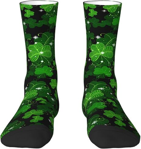 ASYG Funny Novelty Socks St. Patrick's Day Socks Cute Lucky Green Shamrock Socks Dress Socks in Saudi Arabia