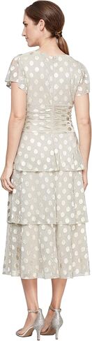 S.L. Fashions Women's Short Sleeve V-Neck Midi Cocktail Dress W/Ruched Waist, Wedding Guest Gown (Petite and Regular Sizes) in Saudi Arabia