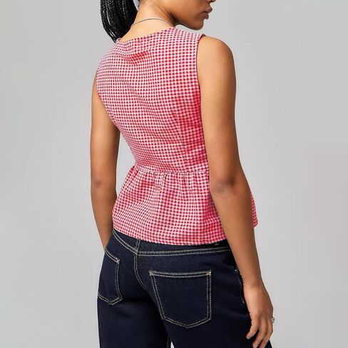قطع علوية نسائية بربطة أمامية من Peplum Y2K بدون أكمام وأربطة وحاشية مكشكشة بيبي دول سترة قمصان صيفية لطيفة للخروج in Saudi Arabia