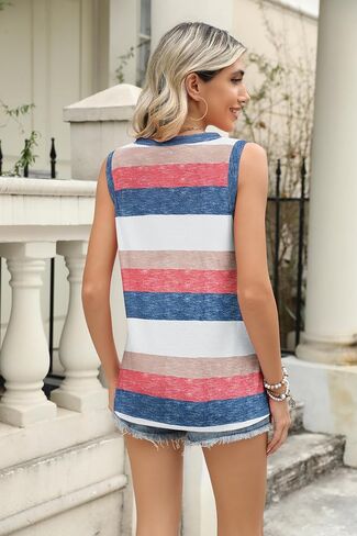 Zeagoo Womens Summer Tank Tops 2025 V Neck Sleeveless Casual Loose Fit T Shirts Side Split Going Out Tops in Saudi Arabia