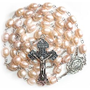 Rosary Beads Chaplet Rosaries Olive shape Natural Pearl Rosery Cross Catholic gifts