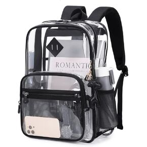 Clear Backpack Heavy Duty Transparent Backpack for School Clear Bags with Wider Shoulder Straps See Through Plastic Bags Sport Events Concert Stadium-Purple