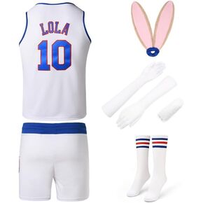 Halloween Costumes #10 Lola Jersey Bunnies Space Movie Lady Cheerleading Top&Shorts Outfit with 4pcs