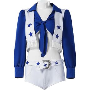 Adult Star Cowboy Cheerleader Costume Women High School Cheerleading Uniform Two Piece Set