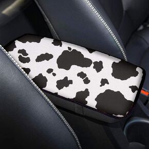 Advocator Black White Animal Cow Print Universal Center Console Armrest Soft Pad Protector Cover Fit for Most Vehicle,SUV,Truck Car Accessories