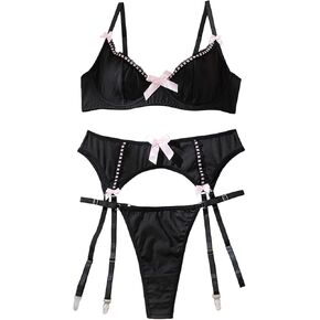 مثير كشكش محض شبكة الرباط الملابس الداخلية مجموعة 4 قطعة in Kuwait