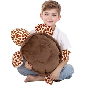 20 inch Sea Turtle Stuffed Animals, Giant Brown Ocean Turtles Plush, Big Turtle Body Pillow Plushies Toys, Gifts for Boys, Girls, Girlfriend, Birthday, Christmas, Valentine's Day