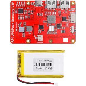 MakerFocus Raspberry Pi 4 Battery Pack UPS, RPI Pack Standard 10000mAh Raspberry Pi Battery USB Pack Raspberry Pi Latest Version V3Plus Expansion Board Power Supply Type-C for RPI 5 4B 3B+ 3B 2B+