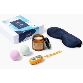 The Chill Pill Chill & Unwind Gift Box - Sleep Mask, Bath Balls, Aromatherapy Candle & The Chill Pill Sleep Aid Device - Mend Your Mental’s Best Gift for People in Need of Stress Relief and Relaxation