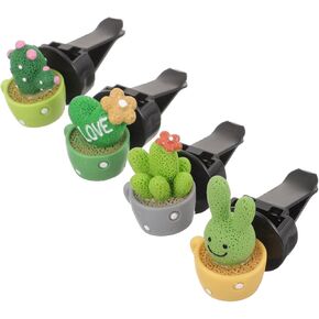 4 Pcs Cactus Air Freshener Vent Clips for Car Decorative Succulent Car Interior Accessories Scents for Car Air Freshening Ideal for Any Vehicle Interior Decor