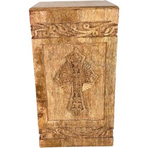 Funeral Cremation Urn Ashes/ Wooden Carved Cross Urns Box/ Burial Funeral Memorial Urns for Ashes, Holds 20 Cubic Inch/ Set Of 1