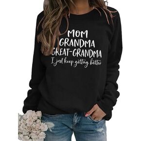 Womens Great Grandma Sweatshirt Fleece Lined Crewneck Long Sleeve Nana Gift Inspirational Saying Tops