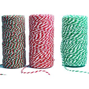 3 Roll Christmas Twine Cotton String Rope Cord,Christmas Baker Twine for Gift Wrapping, Arts Crafts, 984 Feet