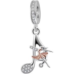 Music Note Dangle Charm Ballet Dancer Bead for Pandora Bracelet Present