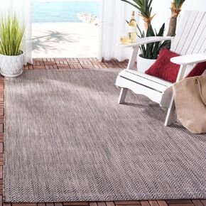 SAFAVIEH Courtyard Collection Area Rug - 6'7" x 9'6", Brown & Beige, Non-Shedding & Easy Care, Indoor/Outdoor & Washable-Ideal for Patio, Backyard, Mudroom (CY8022-36321)