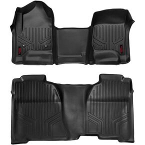 Rough Country All Weather Floor Mats for Chevy/GMC 1500/2500HD/3500HD Crew Cab (2014-2019) - Custom Fit Truck Floor Mats, Waterproof, Front & Rear Set