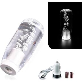 1 PC Car Personalized Gear Shift Head, 1.69In x 3.93In x 1.18In Vehicle Shift Knob, LED Illuminated Crystal Design, Universal Automotive Wave Stick Head for Most Cars (Transparent)