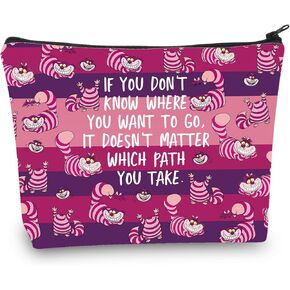 BDPWSS Cheshire Cat Makeup Bag Cheshire Cat Fan Gift Alice Lover Alice Fan Gift Smiling Cat Alice Wonderland Fan Zipper Pouch (Path You Take)