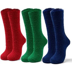 Womens Winter Warm Socks for Women Thick Thermal Plush Socks Home Fuzzy Floor Socks for Ladies 3 Pack
