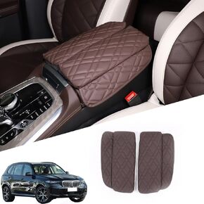 Car Center Console Pad for BMW X5 G05 X6 G06 X7 G07 2019-2023 Car Armrest Cover Leather Cushion Waterproof Car Armrest Seat Box Protector Accessories (Style A)