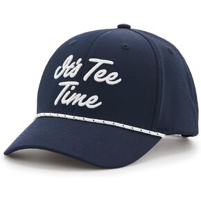 PGA TOUR Tee Time Script Golf Cap, Pre-Curved Visor, Ventilated and Durable, Performance Hats for Men