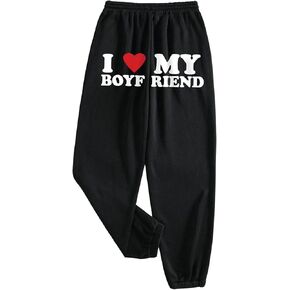 Floerns Women's Elastic Waist Jogger Pants Letter Print Active Sweatpants