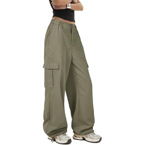 American Trends Cargo Pants Women Baggy Pants Y2K Parachute Pants with Multiple Pockets Trendy Lightweight Pants for Woman