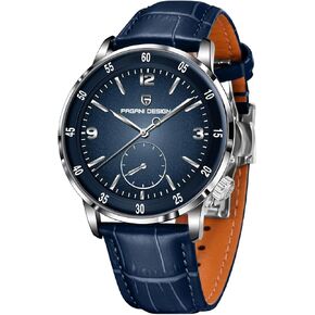 Pagani Design Men's Automatic Watch 42MM Large Dial Mechanical Movement Stainless Steel Bezel Sapphire Glass Lens 100M Waterproof Simple Easy to Read Casual Business Leather Strap