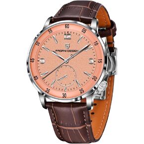 Pagani Design Men's Automatic Watch 42MM Large Dial Mechanical Movement Stainless Steel Bezel Sapphire Glass Lens 100M Waterproof Simple Easy to Read Casual Business Leather Strap in Kuwait