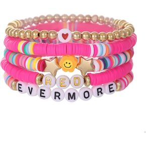 Beaded Colorful Bracelet Stretch Bohemian Beads Bracelet Rainbow Star Love Heart Bracelets Beaded Set Summer Beads Bracelets 5pcs Album Bracelet Jewelry for Women Concert