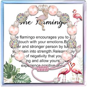 Fullrainbow Flamingo Gifts for Women Flamingo Bracelet Flamingo Gifts Famingo Jewelry Flamingo Decor Pink Flamingos Natural Stone Inspirational Bracelet for Women