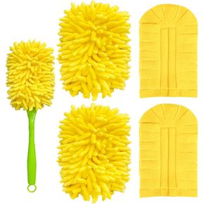 4Pack Reusable Duster Compatible with Swiffer Hand Duster Refill Microfiber 360 Heavy Duty Dusters Refills Washable Duster Pads for Cleaning Ceiling Fan Hardwoods Window(Handle is Not Included)