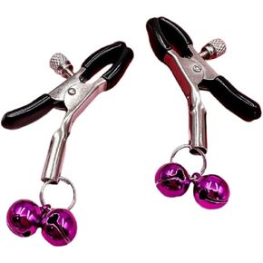 DATOA 2 Pcs Non Piercing Rings with Clamps Body Jewelry for Women Adjustable Stainless Steel Clips Bell Pendant Nipple Clamp Faux Body Piercing Jewelry