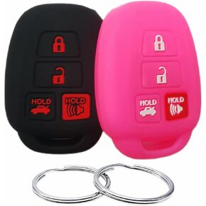 Silicone Rubber Key Fob Cover Compatible with 2009-2019 Toyota Scion FR-S tC Avalon Camry Corolla iM Highlander RAV4 Sequoia Venza Yaris HYQ12BDM HYQ12BEL