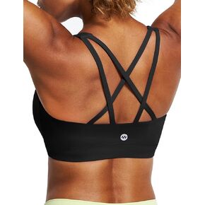 Ewedoos Sports Bras for Women Strappy Padded Sports Bras Buttery Soft Medium Support Workout Yoga Bra Criss Cross Back