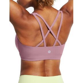 Ewedoos Sports Bras for Women Strappy Padded Sports Bras Buttery Soft Medium Support Workout Yoga Bra Criss Cross Back