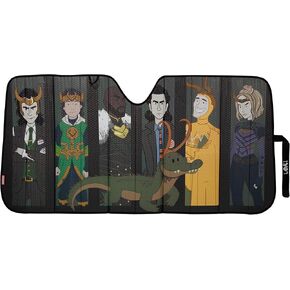 Plasticolor 003915W01 Marvel Loki Character Front Windshield Accordion Folding Sunshade