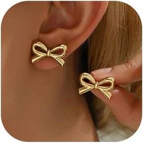Gold Bow Earrings Dainty Gold Earrings for Women Small Hoop Earrings Cartilage Earring Christmas Stocking Stuffers