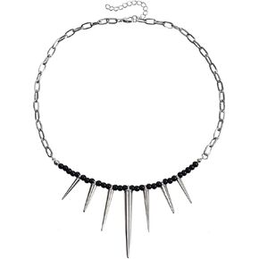 Punk Style Rivet Choker Necklace Gothic Spike Chokers Necklaces Y2k Necklace Goth Black Bead Necklace Personalized Hip Hop Rock Biker Jewelry For Men Women