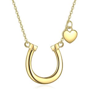 KECHO 14k Real Gold Horseshoe Choker Necklace for Women, Fine Gold Pendant Jewelry Birthday Gifts for