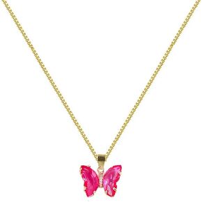 Butterfly Necklace for Women 12 Month Birthstone Necklace Faux Diamond Gemstone Crystal Zirconia Necklace Birthday Gift Box Chain Jewelry