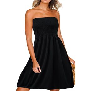Zyyfly Womens Summer Beach Dresses Strapless Cover Ups Dress Tube Top Sundresses