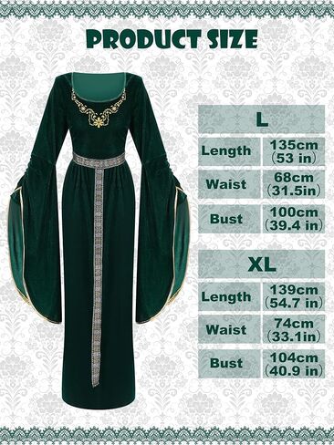 فستان تولايت 4 قطع من أزياء العصور الوسطى للنساء فستان الأميرة من العصور الوسطى مع حزام الخصر زي عصر النهضة للنساء أزياء الهالوين in Kuwait