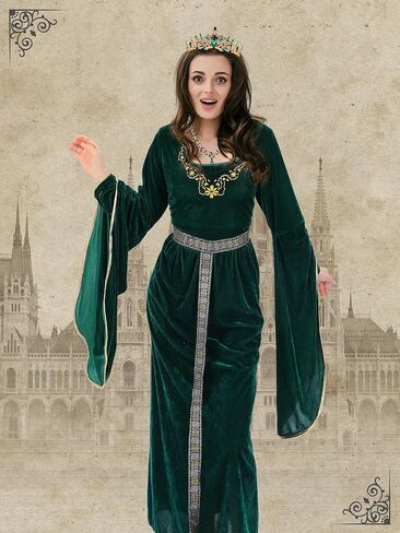 فستان تولايت 4 قطع من أزياء العصور الوسطى للنساء فستان الأميرة من العصور الوسطى مع حزام الخصر زي عصر النهضة للنساء أزياء الهالوين in Kuwait