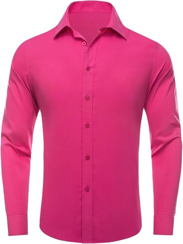 Dubulle Solid Mens Dress Shirt Satin Long Sleeve Business Casual Button Down Shirt with Pocket for Men in Kuwait